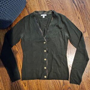 Burberry britt dark green check print trim cardigan size M  Small